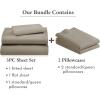imageCalifornia Design Den 5 Piece Twin Size Sheet Set with 3 Pillowcases 600 Thread Count 100 Cotton Sateen Taupe