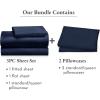 imageCalifornia Design Den 5 Piece Twin Size Sheet Set with 3 Pillowcases Rayon from Bamboo Sateen Navy Blue