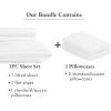 imageCalifornia Design Den Bedding Bundle  Twin Striped Sheet Set with 3 Pillowcases 500 Thread Count 100 Cotton Sateen White Striped