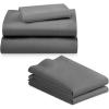 image5 Piece Twin Size Sheet Set with 3 Pillowcases 600 Thread Count 100 Cotton Sateen Grey