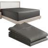 imageCalifornia Design Den 3Piece Bundle  Fitted Sheet with 2 Pillowcases 400 Thread Count 100 Cotton Sateen Deep Pockets Twin Size Grey