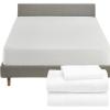 imageCalifornia Design Den 4 Piece Twin Size Sheet Set and Waterproof Mattress Protector Bundle  500 Thread Count 100 Cotton Sateen 3 Piece Sheet Set with 1 Mattress Protector White