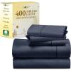 imageCalifornia Design Den 5 Piece Twin Size Sheet Set with 3 Pillowcases 400 Thread Count 100 Cotton Sateen Indigo Dusty Blue