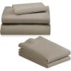imageCalifornia Design Den 5 Piece Twin Size Sheet Set with 3 Pillowcases 600 Thread Count 100 Cotton Sateen Taupe