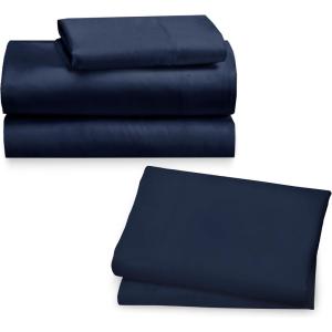 imageCalifornia Design Den 5 Piece Twin Size Sheet Set with 3 Pillowcases Rayon from Bamboo Sateen Navy Blue