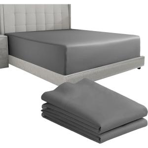 imageCalifornia Design Den Bedding Bundle  Twin Fitted Sheet with 2 Pillowcases 600 Thread Count 100 Cotton Sateen Grey