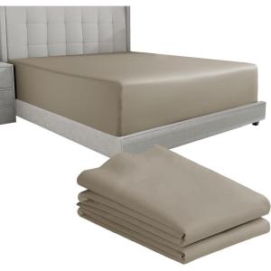 imageCalifornia Design Den Bedding Bundle  Twin Fitted Sheet with 2 Pillowcases 600 Thread Count 100 Cotton Sateen Taupe