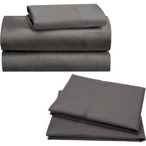 imageCalifornia Design Den Bedding Bundle  Twin Sheet Set with 3 Pillowcases 100 Organic Cotton Percale Grey