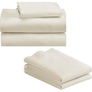 imageCalifornia Design Den Bedding Bundle  Twin Sheet Set with 3 Pillowcases 500 Thread Count 100 Cotton Sateen Ivory