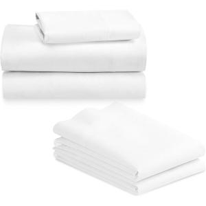 imageCalifornia Design Den Bedding Bundle  Twin Sheet Set with 3 Pillowcases 800 Thread Count 100 Cotton Sateen White