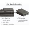 image5 Piece Twin Size Sheet Set with 3 Pillowcases 400 Thread Count 100 Cotton Sateen Grey