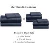 imageCalifornia Design Den 3Pack Sheet Sets 400 Thread Count 100 Cotton Sateen Deep Pocket Includes 3 Fitted Sheets 3 Flat Sheets and 3 Pillowcases Twin Indigo Dusty Blue
