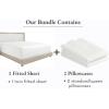 imageCalifornia Design Den 3Piece Bundle  Fitted Sheet with 2 Pillowcases 400 Thread Count 100 Cotton Sateen Deep Pockets Twin Size Ivory