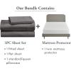 imageCalifornia Design Den 4 Piece Twin Size Sheet Set Grey and Waterproof Mattress Protector White Bundle  100 Organic Cotton Percale 3 Piece Sheet Set with 1 Mattress Protector