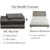 imageCalifornia Design Den 4 Piece Twin Size Sheet Set Grey and Waterproof Mattress Protector White Bundle  400 Thread Count 100 Cotton Sateen 3 Piece Sheet Set with 1 Mattress Protector