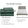imageCalifornia Design Den 4 Piece Twin Size Sheet Set Hunter Green and Waterproof Mattress Protector White Bundle  400 Thread Count 100 Cotton Sateen 3 Piece Sheet Set with 1 Mattress Protector