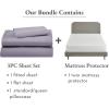 imageCalifornia Design Den 4 Piece Twin Size Sheet Set Lavender and Waterproof Mattress Protector White Bundle  600 Thread Count 100 Cotton Sateen 3 Piece Sheet Set with 1 Mattress Protector