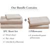 imageCalifornia Design Den 5 Piece Twin Size Sheet Set with 3 Pillowcases  Soft 100 Cotton Sateen Beige