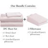 imageCalifornia Design Den 5 Piece Twin Size Sheet Set with 3 Pillowcases 600 Thread Count 100 Cotton Sateen Blush Pink