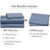 imageCalifornia Design Den 5 Piece Twin Size Sheet Set with 3 Pillowcases Rayon from Bamboo Sateen Blue Hydrangea