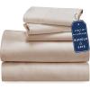 imageCalifornia Design Den 5 Piece Twin Size Sheet Set with 3 Pillowcases  Soft 100 Cotton Sateen Beige