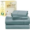 imageCalifornia Design Den 5 Piece Twin Size Sheet Set with 3 Pillowcases 400 Thread Count 100 Cotton Sateen Teal
