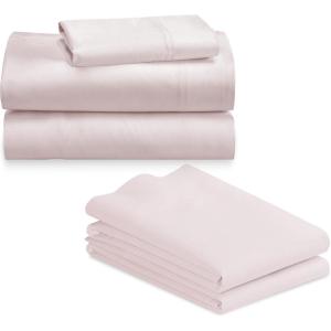 imageCalifornia Design Den 5 Piece Twin Size Sheet Set with 3 Pillowcases 600 Thread Count 100 Cotton Sateen Blush Pink