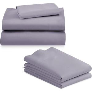 imageCalifornia Design Den 5 Piece Twin Size Sheet Set with 3 Pillowcases 600 Thread Count 100 Cotton Sateen Lavender
