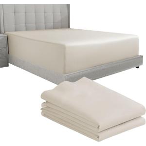 imageCalifornia Design Den Bedding Bundle  Twin Fitted Sheet with 2 Pillowcases 600 Thread Count 100 Cotton Sateen Ivory