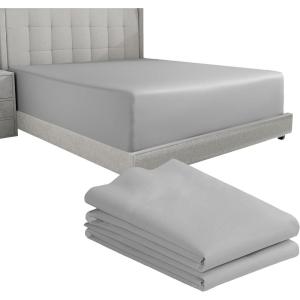 imageCalifornia Design Den Bedding Bundle  Twin Fitted Sheet with 2 Pillowcases 600 Thread Count 100 Cotton Sateen Light Grey