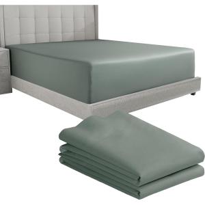 imageCalifornia Design Den Bedding Bundle  Twin Fitted Sheet with 2 Pillowcases 600 Thread Count 100 Cotton Sateen Sage Green