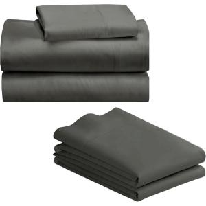 imageCalifornia Design Den Bedding Bundle  Twin Sheet Set with 3 Pillowcases 500 Thread Count 100 Cotton Sateen Grey