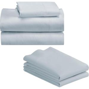 imageCalifornia Design Den Bedding Bundle  Twin Sheet Set with 3 Pillowcases 500 Thread Count 100 Cotton Sateen Light Blue