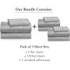 imageCalifornia Design Den 3Pack Sheet Sets 400 Thread Count 100 Cotton Sateen Deep Pocket Includes 3 Fitted Sheets 3 Flat Sheets and 3 Pillowcases Twin Light Grey