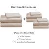 imageCalifornia Design Den 3Pack Twin Sheet Sets 100 Cotton Sateen Includes 3 Flat 3 Fitted ampamp 3 Pillowcases Beige