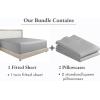 imageCalifornia Design Den 3Piece Bundle  Fitted Sheet with 2 Pillowcases 400 Thread Count 100 Cotton Sateen Deep Pockets Twin Size Light Grey