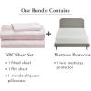 imageCalifornia Design Den 4 Piece Twin Size Sheet Set Blush Pink and Waterproof Mattress Protector White Bundle  600 Thread Count 100 Cotton Sateen 3 Piece Sheet Set with 1 Mattress Protector