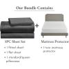 imageCalifornia Design Den 4 Piece Twin Size Sheet Set Grey and Waterproof Mattress Protector White Bundle  Rayon from Bamboo Sateen 3 Piece Sheet Set with 1 Mattress Protector