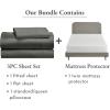 imageCalifornia Design Den 4 Piece Twin Size Sheet Set Grey and Waterproof Mattress Protector White Bundle  Soft 100 Cotton Sateen 3 Piece Sheet Set with 1 Mattress Protector