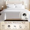 imageCalifornia Design Den 4 Piece Twin Size Sheet Set Light Grey and Waterproof Mattress Protector White Bundle  100 Organic Cotton Percale 3 Piece Sheet Set with 1 Mattress Protector