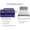 imageCalifornia Design Den 4 Piece Twin Size Sheet Set Purple and Waterproof Mattress Protector White Bundle  400 Thread Count 100 Cotton Sateen 3 Piece Sheet Set with 1 Mattress Protector
