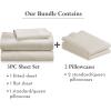imageCalifornia Design Den 5 Piece Twin Size Sheet Set with 3 Pillowcases 600 Thread Count 100 Cotton Sateen Ivory