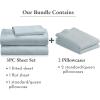 imageCalifornia Design Den 5 Piece Twin Size Sheet Set with 3 Pillowcases 600 Thread Count 100 Cotton Sateen Seafoam