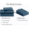 imageCalifornia Design Den 6 Piece King Size Sheet Set with 4 Pillowcases 400 Thread Count 100 Cotton Sateen Peacock Blue