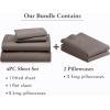 imageCalifornia Design Den 6 Piece King Size Sheet Set with 4 Pillowcases 600 Thread Count 100 Cotton Sateen Brown