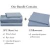 imageCalifornia Design Den Bedding Bundle  Twin Sheet Set with 3 Pillowcases 100 Organic Cotton Percale Blue Hydrangea
