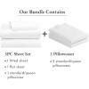 imageCalifornia Design Den Bedding Bundle  Twin Sheet Set with 3 Pillowcases 500 Thread Count 100 Cotton Sateen White
