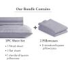 imageCalifornia Design Den Bedding Bundle  Twin Striped Sheet Set with 3 Pillowcases 500 Thread Count 100 Cotton Sateen Lavendar Striped