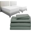 image7 Piece Split King Size Sheet Set Sage Green and Waterproof Mattress Protector White Bundle  600 Thread Count 100 Cotton Sateen 5 Piece Sheet Set with 1 Mattress Protector