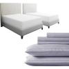 image7 Piece Split King Size Stripped Sheet Set Lavendar and Waterproof Mattress Protector White Bundle  500 Thread Count 100 Cotton Sateen 5 Piece Sheet Set with 2 Mattress Protectors